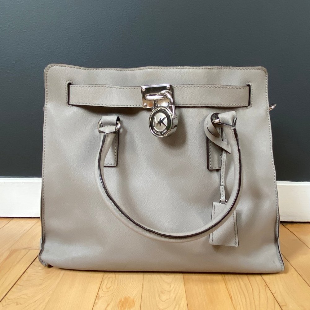 Light Grey Michael Kors Leather Satchel